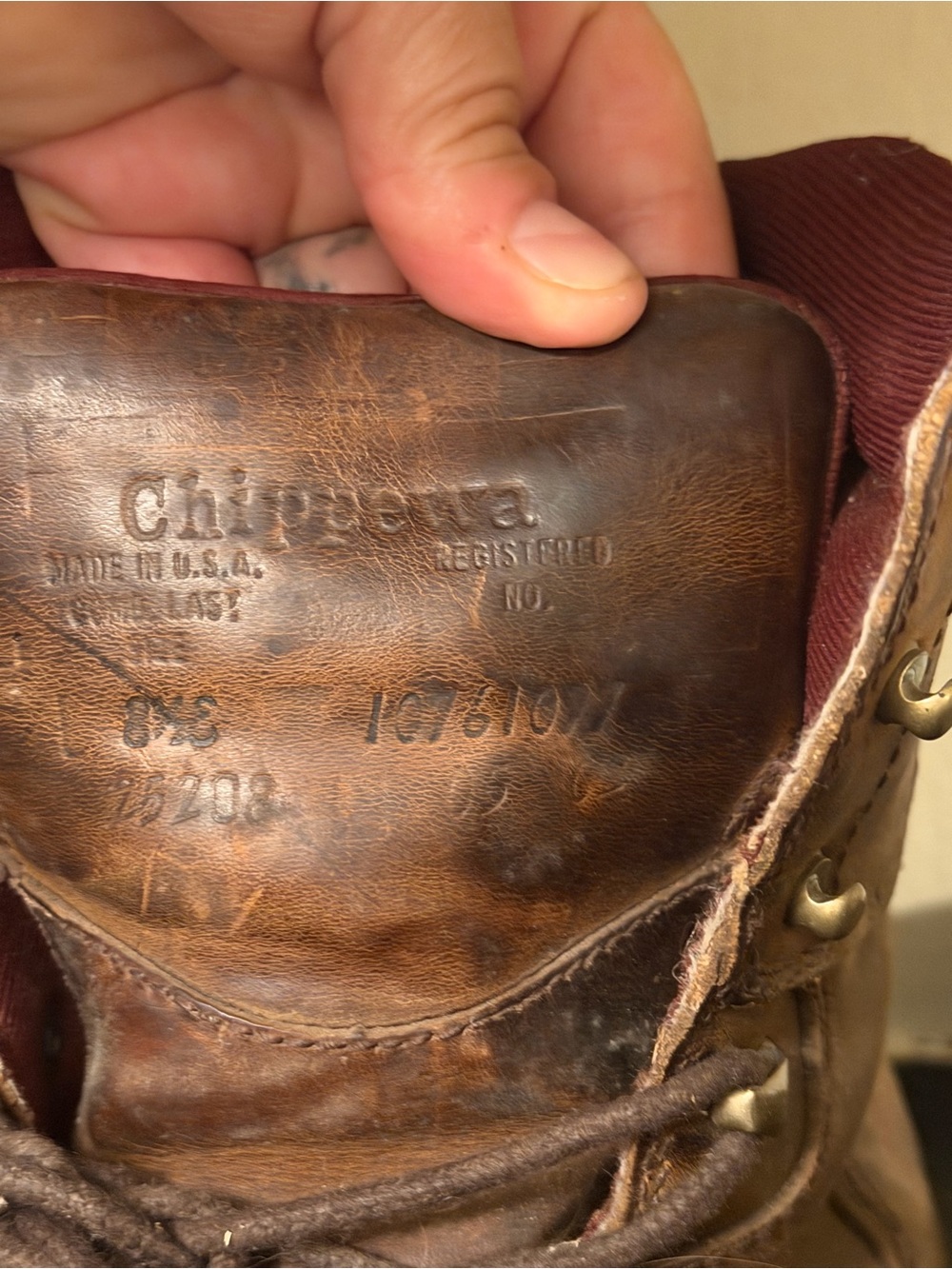 Chippewa Dark Brown Leather Lace-Up Logging Boots Size 10 - Picture 5 of 5